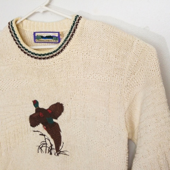Shenandoah Mens Knit Sweater Sz M Pheasant Cream - Picture 4 of 7